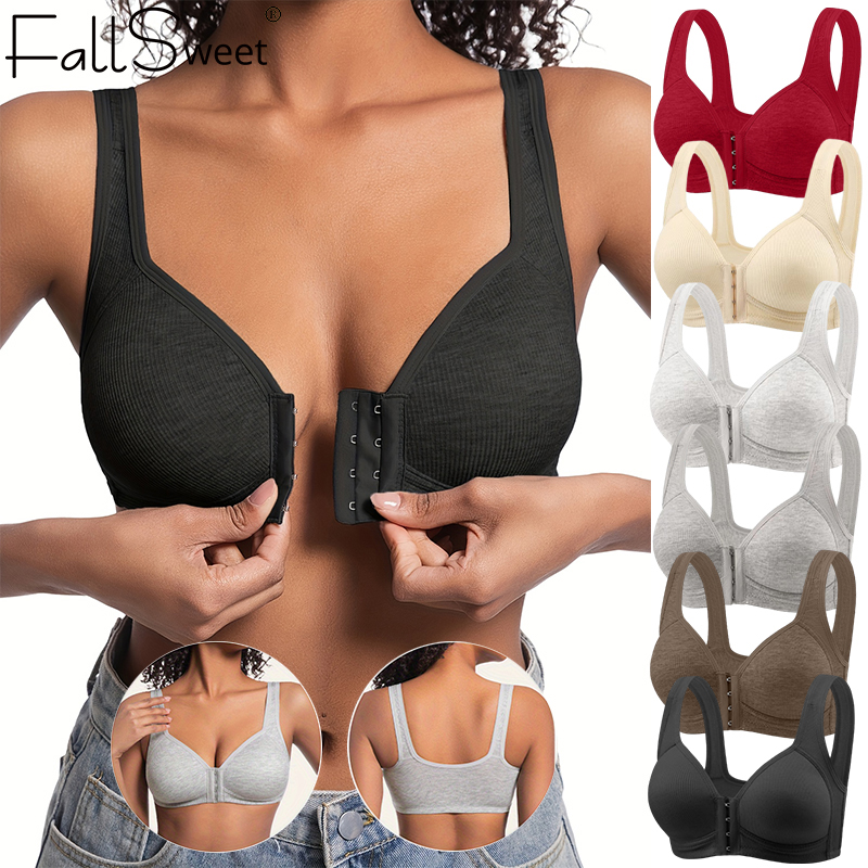 Mastectomy Bra Pocket - Fallsweet Seamless Front Closure Bra For