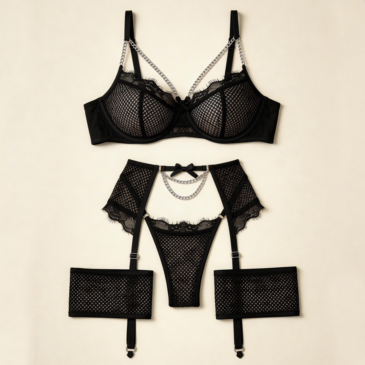 Sexy Lingerie Set Mesh Splicin - Sheer Mesh Bra review and price